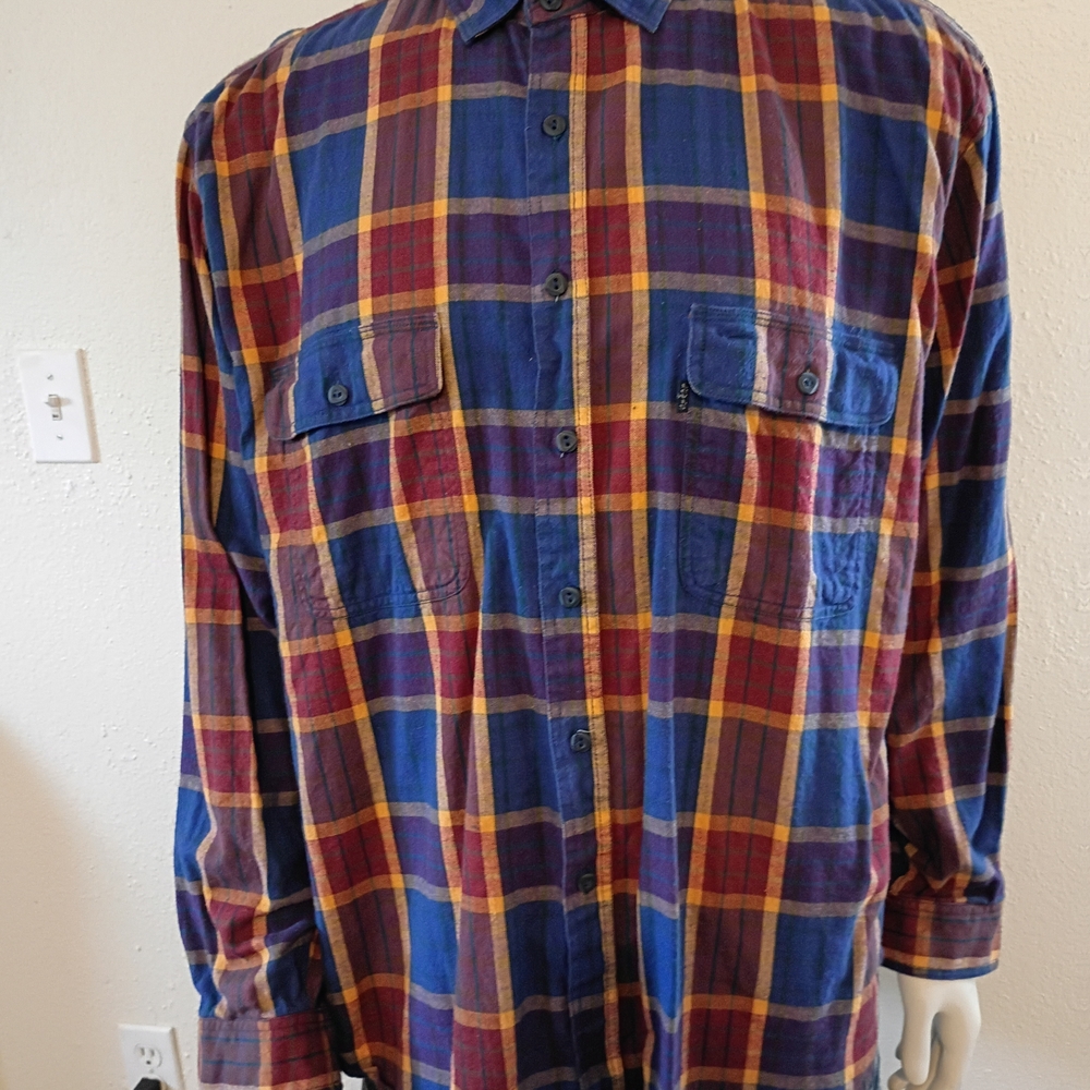 Vtg Levi's Colored Plaid 100% Cotton Button Up Men's Shirt Sz XL
